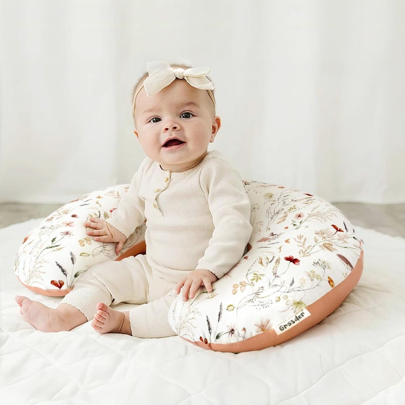 GRSSDER Reversible Nursing Pillow Cover, Ultra Soft Stretchy Minky Removable Nursing Covers Fitted for Breastfeeding Pillows Snug and Safe, Comfortable Slipcover for Girls, Stylish Original Print - Image 3